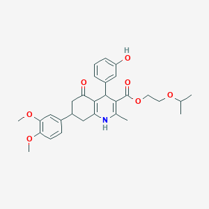 molecular formula C30H35NO7 B419815 2-Isopropoxyethyl 7-(3,4-dimethoxyphenyl)-4-(3-hydroxyphenyl)-2-methyl-5-oxo-1,4,5,6,7,8-hexahydro-3-quinolinecarboxylate 