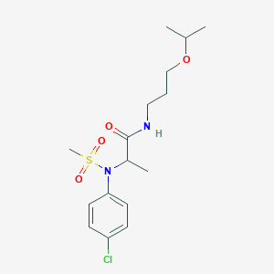 molecular formula C16H25ClN2O4S B4198185 N~2~-(4-chlorophenyl)-N~1~-(3-isopropoxypropyl)-N~2~-(methylsulfonyl)alaninamide 