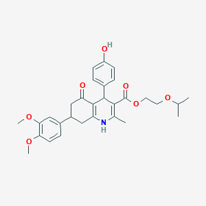 molecular formula C30H35NO7 B419821 2-Isopropoxyethyl 7-(3,4-dimethoxyphenyl)-4-(4-hydroxyphenyl)-2-methyl-5-oxo-1,4,5,6,7,8-hexahydro-3-quinolinecarboxylate 