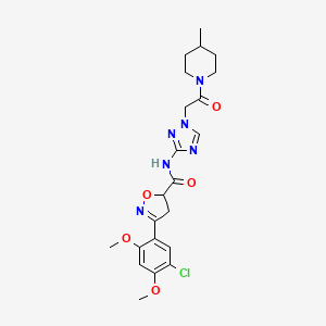 3-(5-chloro-2,4-dimethoxyphenyl)-N-{1-[2-(4-methyl-1-piperidinyl)-2-oxoethyl]-1H-1,2,4-triazol-3-yl}-4,5-dihydro-5-isoxazolecarboxamide