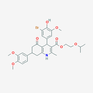 molecular formula C31H36BrNO8 B419823 2-Isopropoxyethyl 4-(3-bromo-4-hydroxy-5-methoxyphenyl)-7-(3,4-dimethoxyphenyl)-2-methyl-5-oxo-1,4,5,6,7,8-hexahydro-3-quinolinecarboxylate 