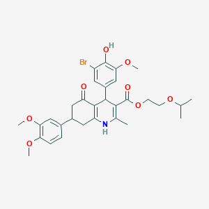 2-Isopropoxyethyl 4-(3-bromo-4-hydroxy-5-methoxyphenyl)-7-(3,4-dimethoxyphenyl)-2-methyl-5-oxo-1,4,5,6,7,8-hexahydro-3-quinolinecarboxylate