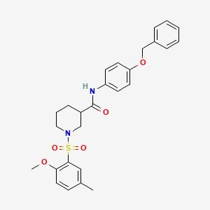 molecular formula C27H30N2O5S B4198239 N-[4-(benzyloxy)phenyl]-1-[(2-methoxy-5-methylphenyl)sulfonyl]-3-piperidinecarboxamide 