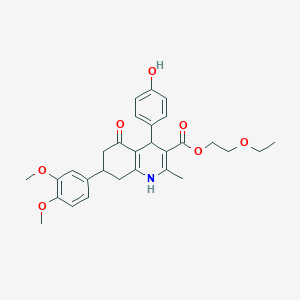 2-Ethoxyethyl 7-(3,4-dimethoxyphenyl)-4-(4-hydroxyphenyl)-2-methyl-5-oxo-1,4,5,6,7,8-hexahydro-3-quinolinecarboxylate