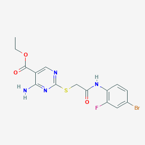 molecular formula C15H14BrFN4O3S B4198249 ethyl 4-amino-2-({2-[(4-bromo-2-fluorophenyl)amino]-2-oxoethyl}thio)-5-pyrimidinecarboxylate 