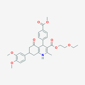 molecular formula C31H35NO8 B419825 2-Ethoxyethyl 7-(3,4-dimethoxyphenyl)-4-[4-(methoxycarbonyl)phenyl]-2-methyl-5-oxo-1,4,5,6,7,8-hexahydro-3-quinolinecarboxylate 