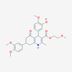 molecular formula C29H33NO8 B419826 2-Methoxyethyl 7-(3,4-dimethoxyphenyl)-4-(3-hydroxy-4-methoxyphenyl)-2-methyl-5-oxo-1,4,5,6,7,8-hexahydro-3-quinolinecarboxylate 