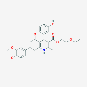 molecular formula C29H33NO7 B419827 2-Ethoxyethyl 7-(3,4-dimethoxyphenyl)-4-(3-hydroxyphenyl)-2-methyl-5-oxo-1,4,5,6,7,8-hexahydro-3-quinolinecarboxylate 