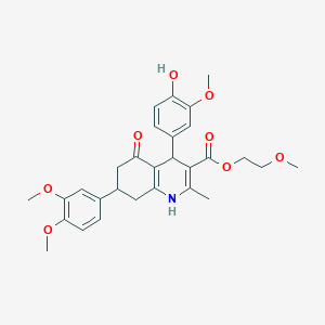 molecular formula C29H33NO8 B419828 2-Methoxyethyl 7-(3,4-dimethoxyphenyl)-4-(4-hydroxy-3-methoxyphenyl)-2-methyl-5-oxo-1,4,5,6,7,8-hexahydro-3-quinolinecarboxylate 