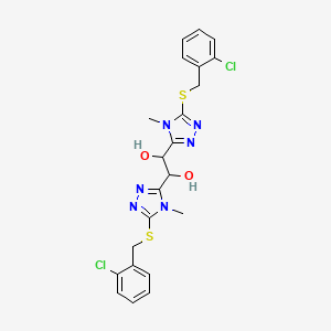 molecular formula C22H22Cl2N6O2S2 B4198286 1,2-bis{5-[(2-chlorobenzyl)thio]-4-methyl-4H-1,2,4-triazol-3-yl}-1,2-ethanediol 