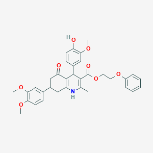 2-Phenoxyethyl 7-(3,4-dimethoxyphenyl)-4-(4-hydroxy-3-methoxyphenyl)-2-methyl-5-oxo-1,4,5,6,7,8-hexahydro-3-quinolinecarboxylate