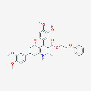 2-phenoxyethyl 7-(3,4-dimethoxyphenyl)-4-(3-hydroxy-4-methoxyphenyl)-2-methyl-5-oxo-4,6,7,8-tetrahydro-1H-quinoline-3-carboxylate