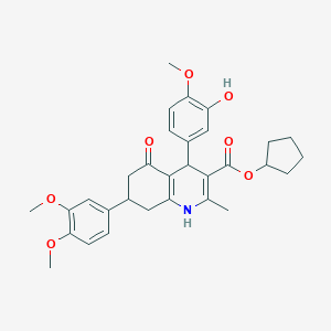 molecular formula C31H35NO7 B419835 Cyclopentyl 7-(3,4-dimethoxyphenyl)-4-(3-hydroxy-4-methoxyphenyl)-2-methyl-5-oxo-1,4,5,6,7,8-hexahydro-3-quinolinecarboxylate 