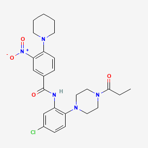 molecular formula C25H30ClN5O4 B4198355 N-[5-chloro-2-(4-propionyl-1-piperazinyl)phenyl]-3-nitro-4-(1-piperidinyl)benzamide 