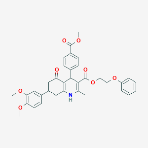 molecular formula C35H35NO8 B419836 2-Phenoxyethyl 7-(3,4-dimethoxyphenyl)-4-[4-(methoxycarbonyl)phenyl]-2-methyl-5-oxo-1,4,5,6,7,8-hexahydro-3-quinolinecarboxylate 