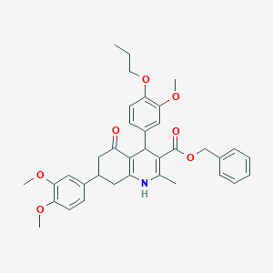 molecular formula C36H39NO7 B419838 Benzyl 7-(3,4-dimethoxyphenyl)-4-(3-methoxy-4-propoxyphenyl)-2-methyl-5-oxo-1,4,5,6,7,8-hexahydro-3-quinolinecarboxylate 