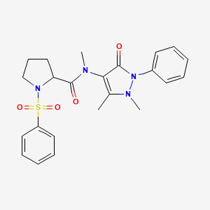 molecular formula C23H26N4O4S B4198382 N-(1,5-dimethyl-3-oxo-2-phenyl-2,3-dihydro-1H-pyrazol-4-yl)-N-methyl-1-(phenylsulfonyl)prolinamide 