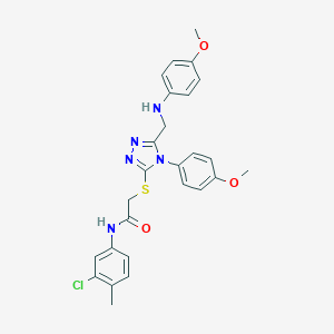 molecular formula C26H26ClN5O3S B419840 N-(3-chloro-4-methylphenyl)-2-{[5-[(4-methoxyanilino)methyl]-4-(4-methoxyphenyl)-4H-1,2,4-triazol-3-yl]sulfanyl}acetamide 