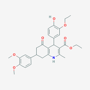 Ethyl 7-(3,4-dimethoxyphenyl)-4-(3-ethoxy-4-hydroxyphenyl)-2-methyl-5-oxo-1,4,5,6,7,8-hexahydro-3-quinolinecarboxylate