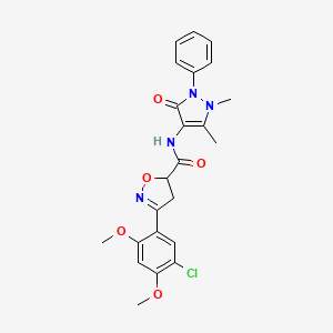 3-(5-chloro-2,4-dimethoxyphenyl)-N-(1,5-dimethyl-3-oxo-2-phenyl-2,3-dihydro-1H-pyrazol-4-yl)-4,5-dihydro-5-isoxazolecarboxamide