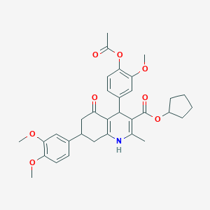 cyclopentyl 4-(4-acetyloxy-3-methoxyphenyl)-7-(3,4-dimethoxyphenyl)-2-methyl-5-oxo-4,6,7,8-tetrahydro-1H-quinoline-3-carboxylate