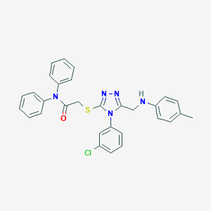 molecular formula C30H26ClN5OS B419843 2-{[4-(3-chlorophenyl)-5-(4-toluidinomethyl)-4H-1,2,4-triazol-3-yl]sulfanyl}-N,N-diphenylacetamide 