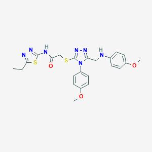 N-(5-ethyl-1,3,4-thiadiazol-2-yl)-2-[[5-[(4-methoxyanilino)methyl]-4-(4-methoxyphenyl)-1,2,4-triazol-3-yl]sulfanyl]acetamide