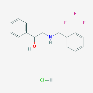 molecular formula C16H17ClF3NO B4198458 1-phenyl-2-{[2-(trifluoromethyl)benzyl]amino}ethanol hydrochloride 