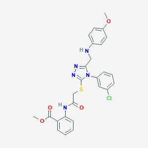 methyl 2-{[({4-(3-chlorophenyl)-5-[(4-methoxyanilino)methyl]-4H-1,2,4-triazol-3-yl}sulfanyl)acetyl]amino}benzoate