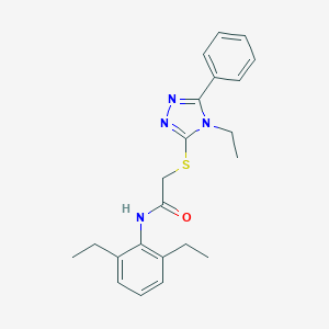 molecular formula C22H26N4OS B419850 N-(2,6-diethylphenyl)-2-[(4-ethyl-5-phenyl-4H-1,2,4-triazol-3-yl)sulfanyl]acetamide 