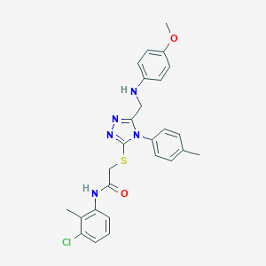 molecular formula C26H26ClN5O2S B419851 N-(3-chloro-2-methylphenyl)-2-{[5-[(4-methoxyanilino)methyl]-4-(4-methylphenyl)-4H-1,2,4-triazol-3-yl]sulfanyl}acetamide 