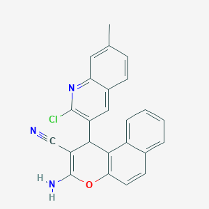 molecular formula C24H16ClN3O B419854 3-amino-1-(2-chloro-7-methylquinolin-3-yl)-1H-benzo[f]chromene-2-carbonitrile 