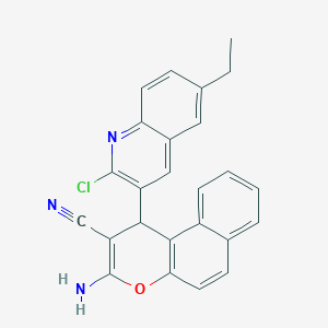 molecular formula C25H18ClN3O B419858 3-amino-1-(2-chloro-6-ethyl-3-quinolinyl)-1H-benzo[f]chromene-2-carbonitrile 