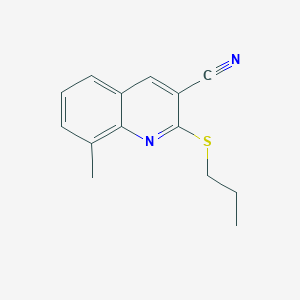 molecular formula C14H14N2S B419859 8-Methyl-2-(propylsulfanyl)-3-quinolinecarbonitrile 