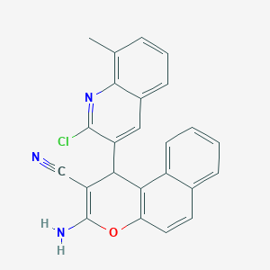 molecular formula C24H16ClN3O B419861 3-amino-1-(2-chloro-8-methyl-3-quinolinyl)-1H-benzo[f]chromene-2-carbonitrile 