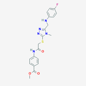 molecular formula C20H20FN5O3S B419865 4-(2-{5-[(4-Fluoro-phenylamino)-methyl]-4-methyl-4H-[1,2,4]triazol-3-ylsulfanyl}-acetylamino)-benzoic acid methyl ester 