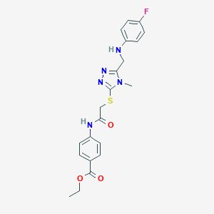 molecular formula C21H22FN5O3S B419868 ethyl 4-{[({5-[(4-fluoroanilino)methyl]-4-methyl-4H-1,2,4-triazol-3-yl}sulfanyl)acetyl]amino}benzoate 