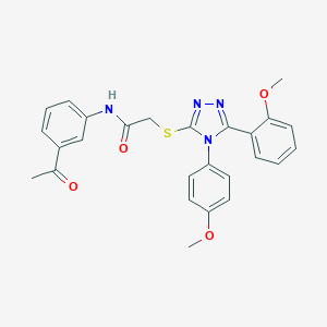 molecular formula C26H24N4O4S B419869 N-(3-acetylphenyl)-2-{[5-(2-methoxyphenyl)-4-(4-methoxyphenyl)-4H-1,2,4-triazol-3-yl]sulfanyl}acetamide 