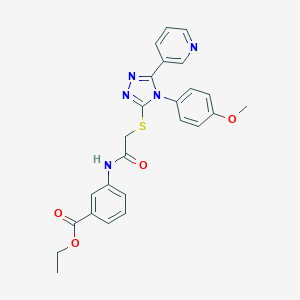 molecular formula C25H23N5O4S B419871 ethyl 3-[({[4-(4-methoxyphenyl)-5-(3-pyridinyl)-4H-1,2,4-triazol-3-yl]sulfanyl}acetyl)amino]benzoate 