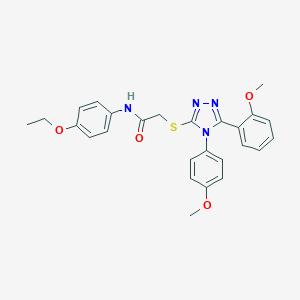 molecular formula C26H26N4O4S B419872 N-(4-ethoxyphenyl)-2-{[5-(2-methoxyphenyl)-4-(4-methoxyphenyl)-4H-1,2,4-triazol-3-yl]sulfanyl}acetamide 
