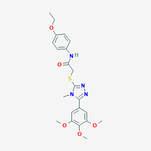 molecular formula C22H26N4O5S B419880 N-(4-ethoxyphenyl)-2-{[4-methyl-5-(3,4,5-trimethoxyphenyl)-4H-1,2,4-triazol-3-yl]sulfanyl}acetamide 