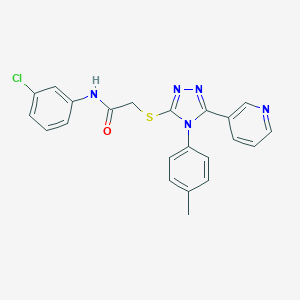 molecular formula C22H18ClN5OS B419882 N-(3-chlorophenyl)-2-{[4-(4-methylphenyl)-5-(3-pyridinyl)-4H-1,2,4-triazol-3-yl]sulfanyl}acetamide 