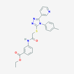 molecular formula C25H23N5O3S B419886 ethyl 3-[({[4-(4-methylphenyl)-5-(3-pyridinyl)-4H-1,2,4-triazol-3-yl]sulfanyl}acetyl)amino]benzoate 
