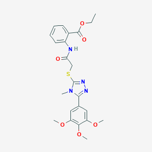 molecular formula C23H26N4O6S B419893 ethyl 2-[({[4-methyl-5-(3,4,5-trimethoxyphenyl)-4H-1,2,4-triazol-3-yl]sulfanyl}acetyl)amino]benzoate 