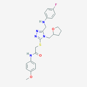 2-{[5-[(4-fluoroanilino)methyl]-4-(tetrahydro-2-furanylmethyl)-4H-1,2,4-triazol-3-yl]sulfanyl}-N-(4-methoxyphenyl)acetamide