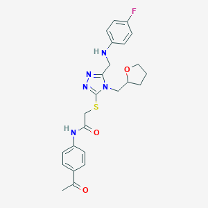 N-(4-acetylphenyl)-2-{[5-[(4-fluoroanilino)methyl]-4-(tetrahydro-2-furanylmethyl)-4H-1,2,4-triazol-3-yl]sulfanyl}acetamide