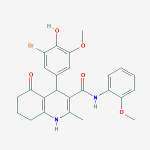 molecular formula C25H25BrN2O5 B419911 4-(3-bromo-4-hydroxy-5-methoxyphenyl)-N-(2-methoxyphenyl)-2-methyl-5-oxo-1,4,5,6,7,8-hexahydro-3-quinolinecarboxamide 