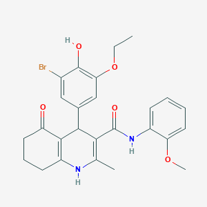 molecular formula C26H27BrN2O5 B419912 4-(3-bromo-5-ethoxy-4-hydroxyphenyl)-N-(2-methoxyphenyl)-2-methyl-5-oxo-4,6,7,8-tetrahydro-1H-quinoline-3-carboxamide CAS No. 494195-84-5