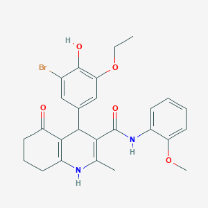 molecular formula C26H27BrN2O5 B419912 4-(3-Bromo-5-ethoxy-4-hydroxyphenyl)-N-(2-methoxyphenyl)-2-methyl-5-oxo-1,4,5,6,7,8-hexahydroquinoline-3-carboxamide CAS No. 494195-84-5