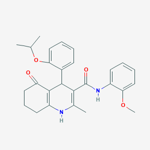 molecular formula C27H30N2O4 B419919 4-(2-isopropoxyphenyl)-N-(2-methoxyphenyl)-2-methyl-5-oxo-1,4,5,6,7,8-hexahydro-3-quinolinecarboxamide 